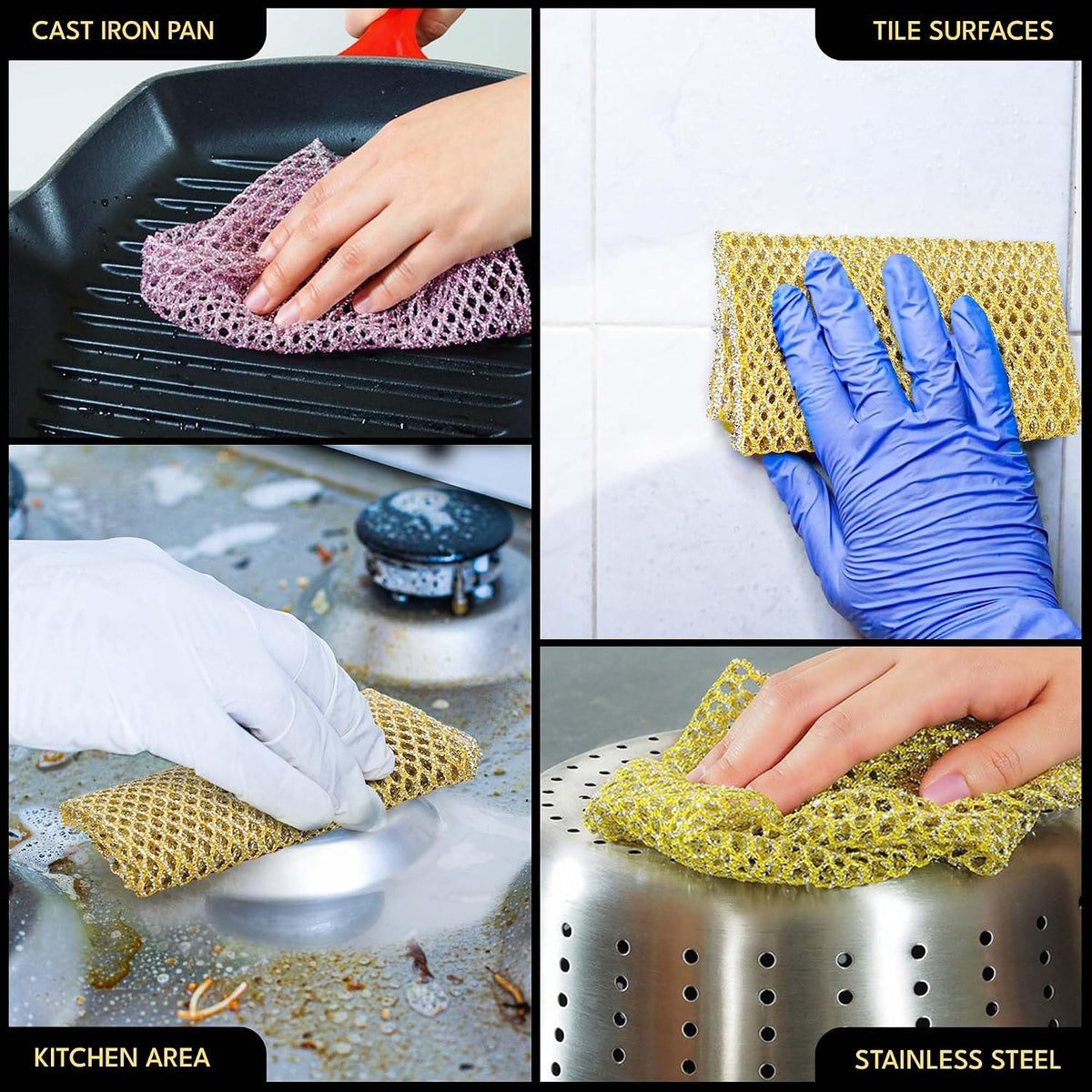 Non-Scratch Dish Scrubbers — Outlasts 7+ Sponges, Stays Odor-Free | Replace Smelly Kitchen Sponges | Non-Absorbent Mesh | Safe on Non-Stick, Cast Iron, Glass | Made in Korea Since 2012