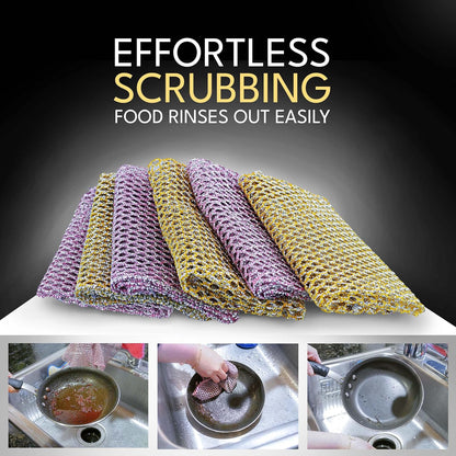 Non-Scratch Dish Scrubbers — Outlasts 7+ Sponges, Stays Odor-Free | Replace Smelly Kitchen Sponges | Non-Absorbent Mesh | Safe on Non-Stick, Cast Iron, Glass | Made in Korea Since 2012