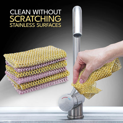 Non-Scratch Dish Scrubbers — Outlasts 7+ Sponges, Stays Odor-Free | Replace Smelly Kitchen Sponges | Non-Absorbent Mesh | Safe on Non-Stick, Cast Iron, Glass | Made in Korea Since 2012