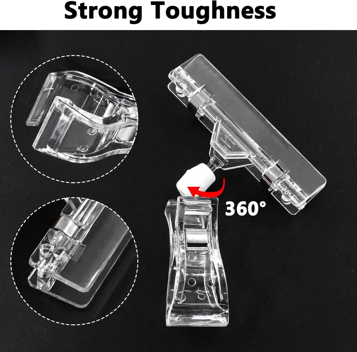Rotating Clip Swivel Sign Holder, Clear, 12 Pcs | Rotatable Holding Clamp, Price Display Holder, PVC Card Protector, For Shelves Store Business Exhibition