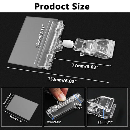 Rotating Clip Swivel Sign Holder, Clear, 12 Pcs | Rotatable Holding Clamp, Price Display Holder, PVC Card Protector, For Shelves Store Business Exhibition