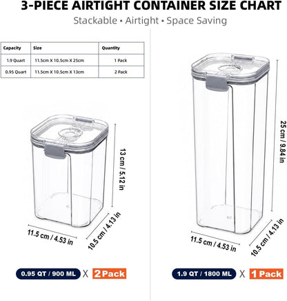 Vacuum Seal Food Storage Containers with Pump, Airtight Clear Plastic Canister Set, Stackable Pantry Organizer (1.9 QT, 0.95 QT*2)