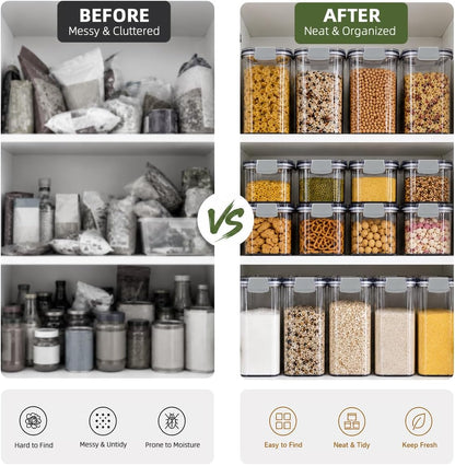 Vacuum Seal Food Storage Containers with Pump, Airtight Clear Plastic Canister Set, Stackable Pantry Organizer (1.9 QT, 0.95 QT*2)