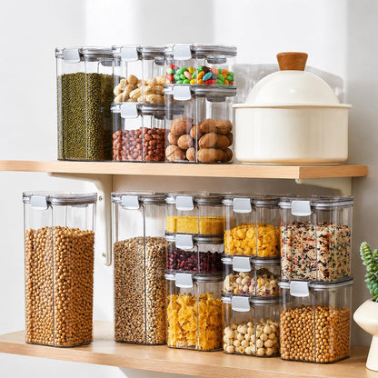Vacuum Seal Food Storage Containers with Pump, Airtight Clear Plastic Canister Set, Stackable Pantry Organizer (1.9 QT, 0.95 QT*2)