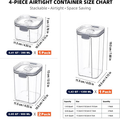 Vacuum Seal Food Storage Containers with Pump, Airtight Clear Plastic Canister Set, Stackable Pantry Organizer (1.9 QT, 0.95 QT*2)