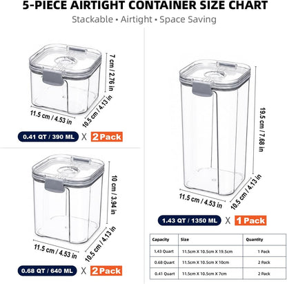 Vacuum Seal Food Storage Containers with Pump, Airtight Clear Plastic Canister Set, Stackable Pantry Organizer (1.9 QT, 0.95 QT*2)