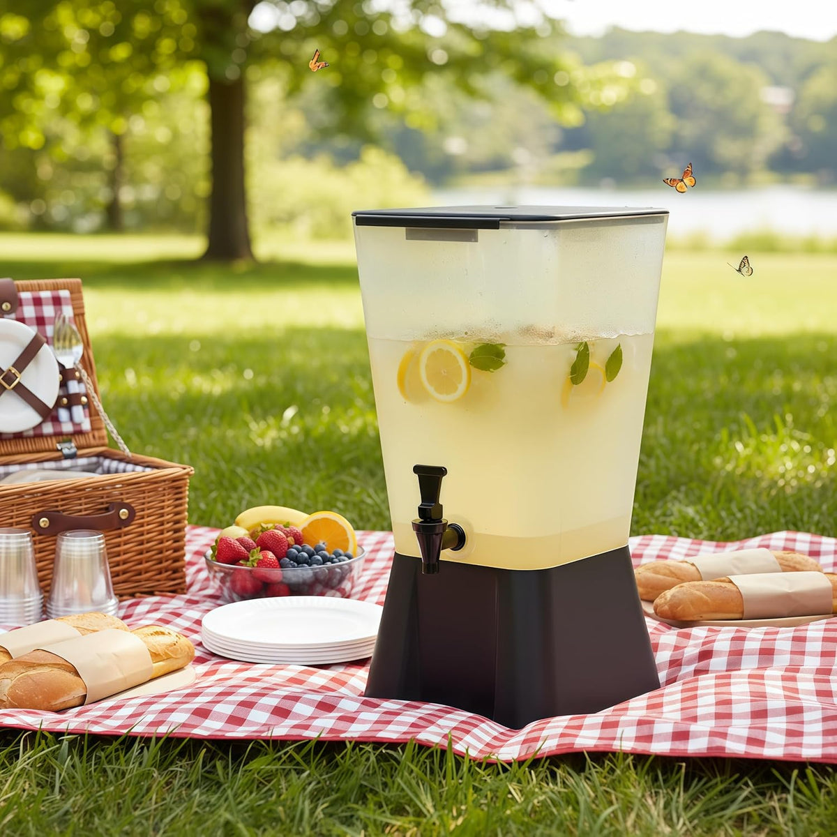 5 Gallon Beverage Dispenser with Spigot and Black Base