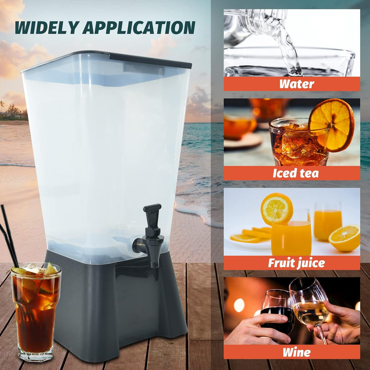 5 Gallon Beverage Dispenser with Spigot and Black Base