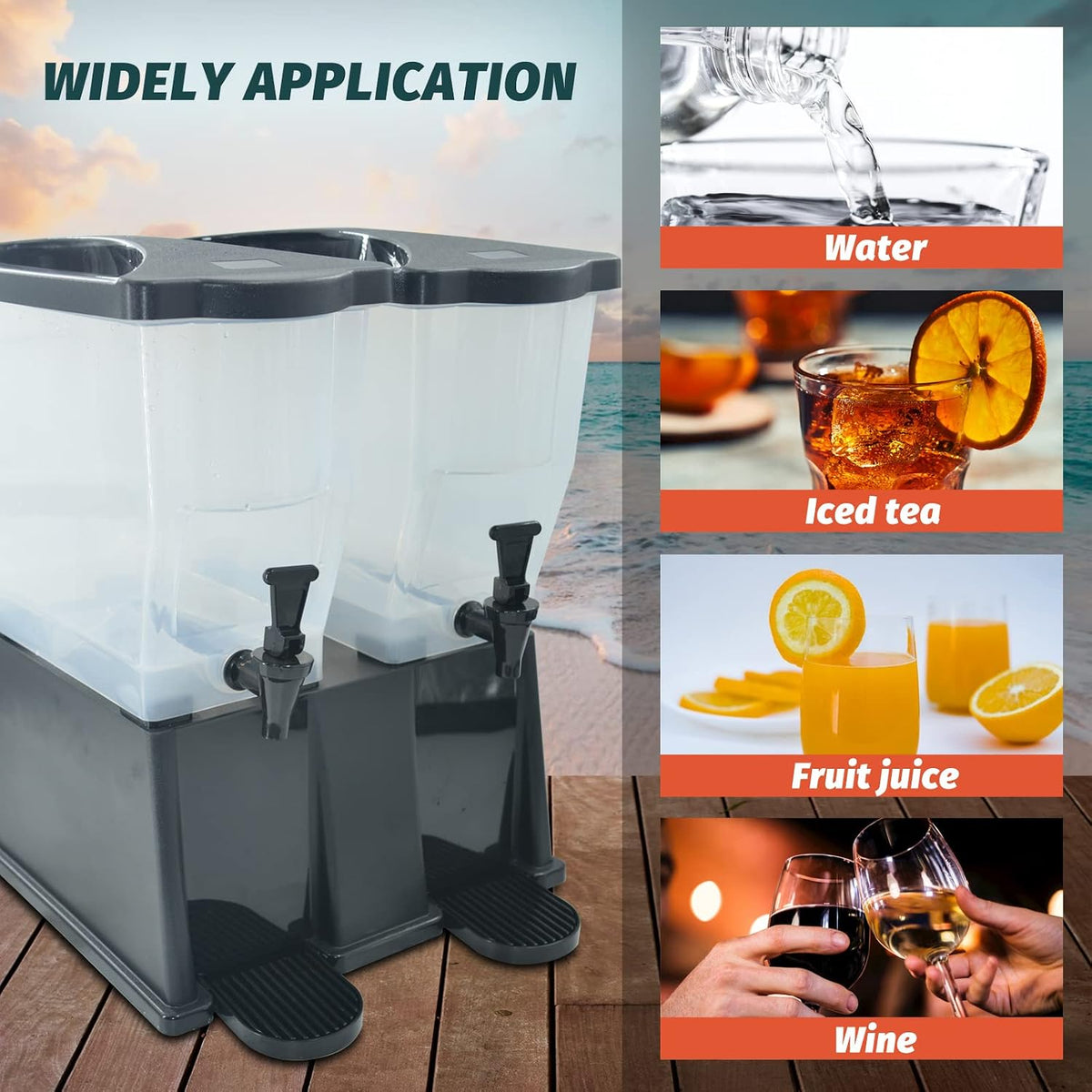 5 Gallon Beverage Dispenser with Spigot and Black Base