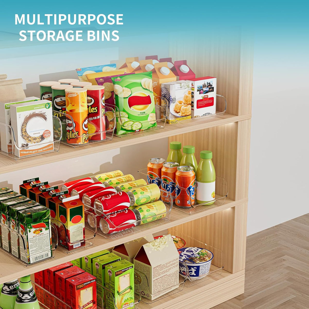 Ettori Water Bottle Organizer Refrigerator Organizer Bins and Clear Storage Bins for Fridge, Freezer, Cabinet, Cupboard, Pantry Shelf, BPA-Free