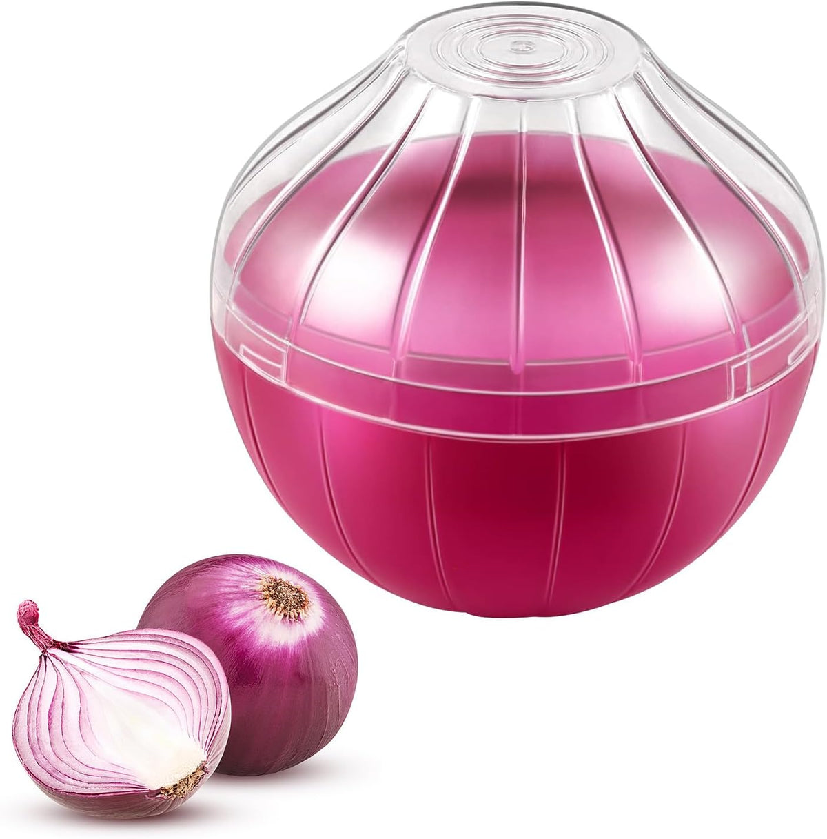 Reusable Onion Tomato Storage Containers, Transparent Rotating Lid Fridge Organizer for Fruit Vegetables, BPA-Free Dishwasher Safe Freshness Saver Keeper
