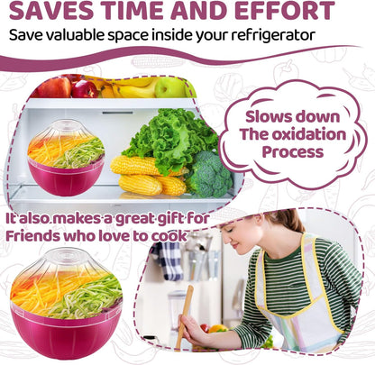 Reusable Onion Tomato Storage Containers, Transparent Rotating Lid Fridge Organizer for Fruit Vegetables, BPA-Free Dishwasher Safe Freshness Saver Keeper