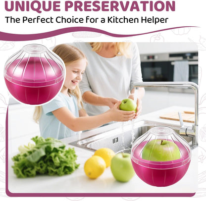 Reusable Onion Tomato Storage Containers, Transparent Rotating Lid Fridge Organizer for Fruit Vegetables, BPA-Free Dishwasher Safe Freshness Saver Keeper