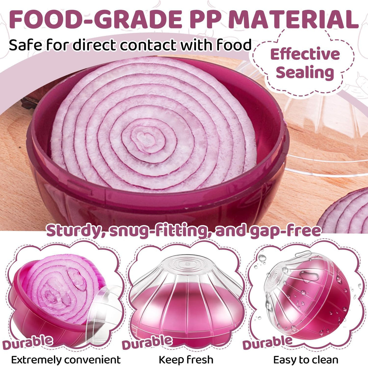 Reusable Onion Tomato Storage Containers, Transparent Rotating Lid Fridge Organizer for Fruit Vegetables, BPA-Free Dishwasher Safe Freshness Saver Keeper