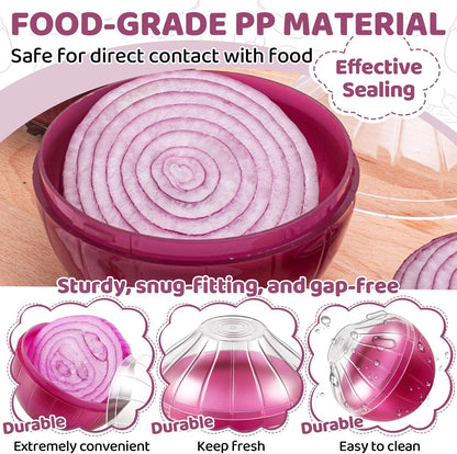 Reusable Onion Tomato Storage Containers, Transparent Rotating Lid Fridge Organizer for Fruit Vegetables, BPA-Free Dishwasher Safe Freshness Saver Keeper