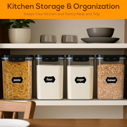 4 Pack 5.3L Thick Flour Sugar Storage Containers for Pantry, Airtight | 179Oz/4.8QT, BPA-Free Plastic, Large Food Storage Containers with Lids for Dry Food, Pasta, Cereal, Rice& Baking Supplies
