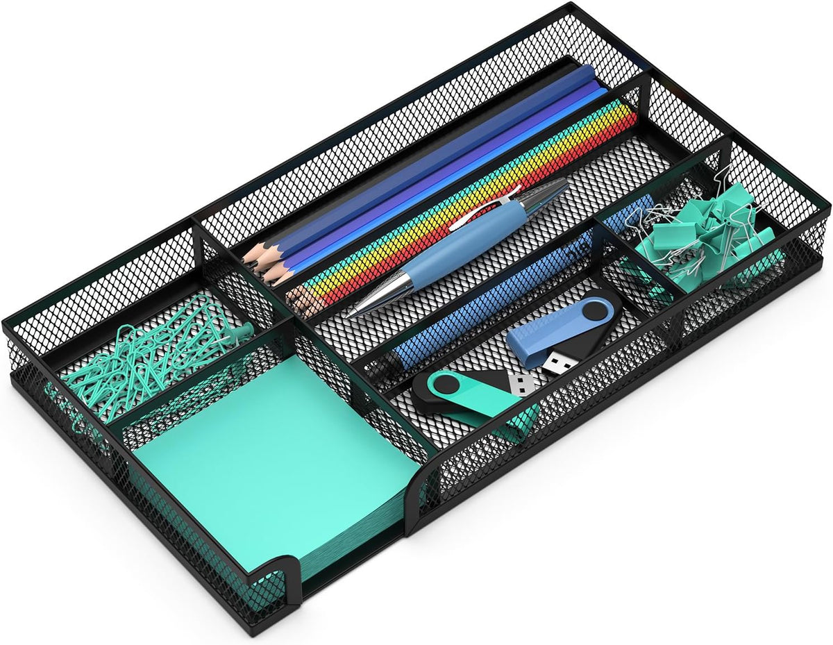 Desk Drawer Organizer, Office Desk Organizer Tray with 5 Dividers, Pen Pencil Drawer Organizer for Office Supplies, Desktop, Bathroom, Kitchen, Makeup, Vanity