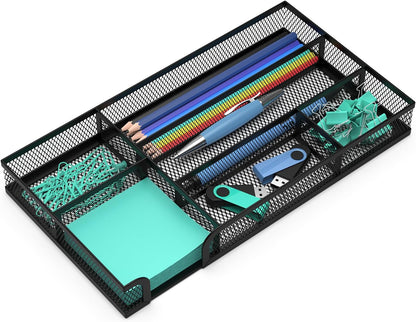 Desk Drawer Organizer, Office Desk Organizer Tray with 5 Dividers, Pen Pencil Drawer Organizer for Office Supplies, Desktop, Bathroom, Kitchen, Makeup, Vanity