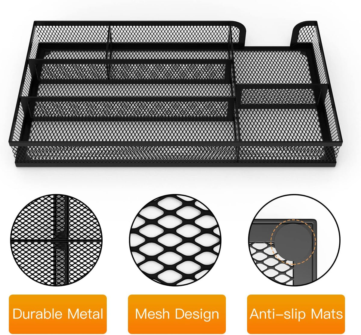 Desk Drawer Organizer, Office Desk Organizer Tray with 5 Dividers, Pen Pencil Drawer Organizer for Office Supplies, Desktop, Bathroom, Kitchen, Makeup, Vanity
