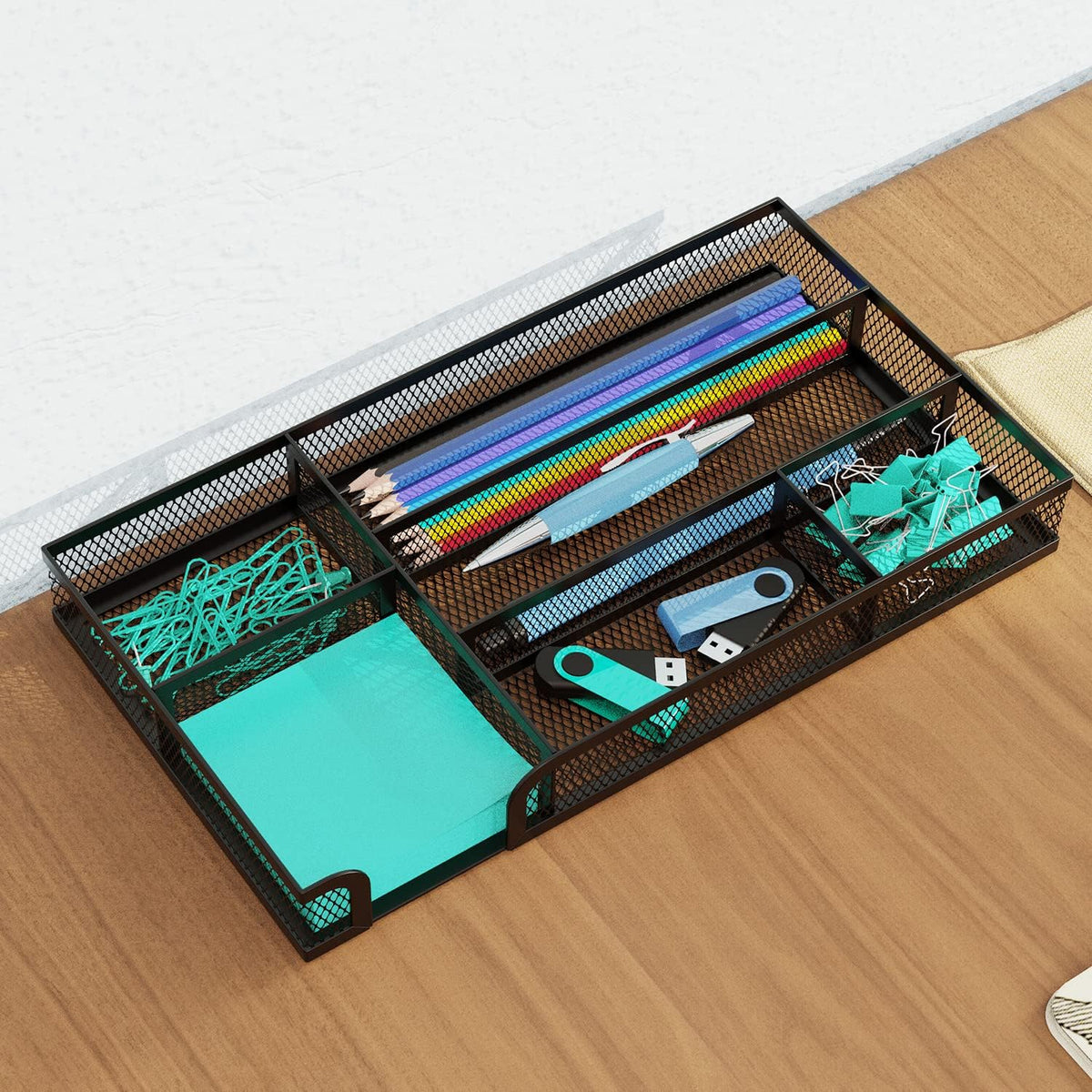 Desk Drawer Organizer, Office Desk Organizer Tray with 5 Dividers, Pen Pencil Drawer Organizer for Office Supplies, Desktop, Bathroom, Kitchen, Makeup, Vanity