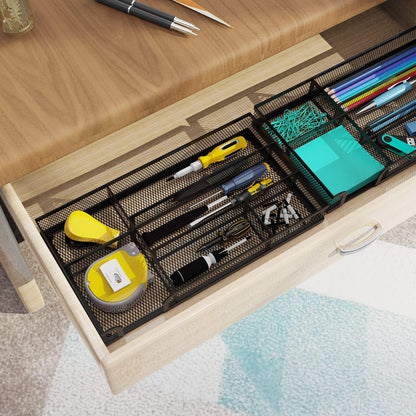 Desk Drawer Organizer, Office Desk Organizer Tray with 5 Dividers, Pen Pencil Drawer Organizer for Office Supplies, Desktop, Bathroom, Kitchen, Makeup, Vanity