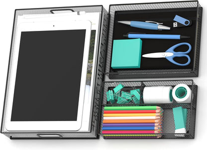Desk Drawer Organizer, Office Desk Organizer Tray with 5 Dividers, Pen Pencil Drawer Organizer for Office Supplies, Desktop, Bathroom, Kitchen, Makeup, Vanity
