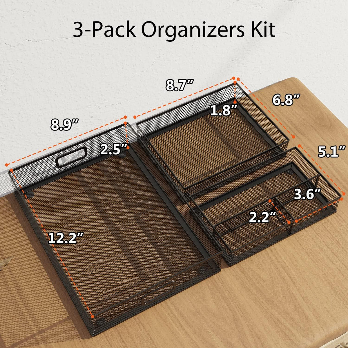 Desk Drawer Organizer, Office Desk Organizer Tray with 5 Dividers, Pen Pencil Drawer Organizer for Office Supplies, Desktop, Bathroom, Kitchen, Makeup, Vanity