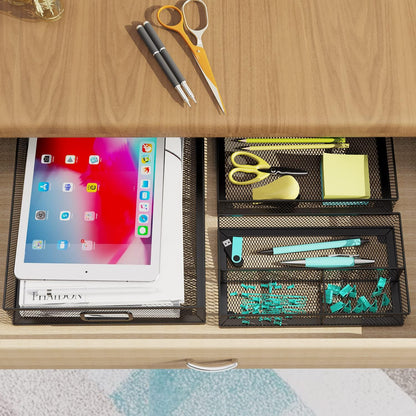 Desk Drawer Organizer, Office Desk Organizer Tray with 5 Dividers, Pen Pencil Drawer Organizer for Office Supplies, Desktop, Bathroom, Kitchen, Makeup, Vanity