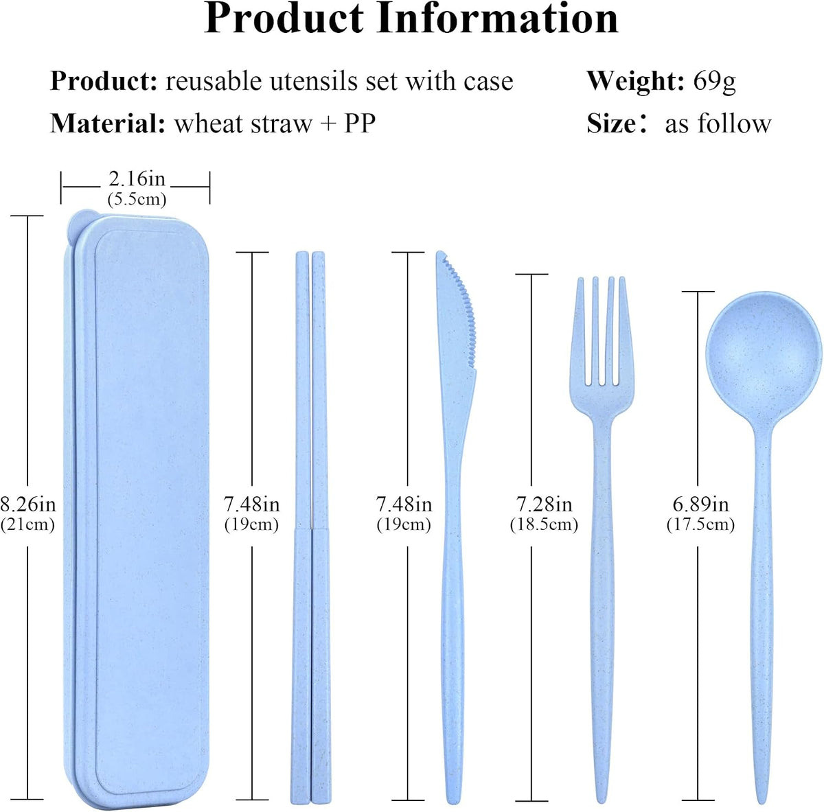 Reusable Utensils Set with Case, 6 Sets Travel Utensils with Case, Wheat Straw Portable Cutlery Set Chopsticks Knives Fork and Spoon for Lunch Box Accessories