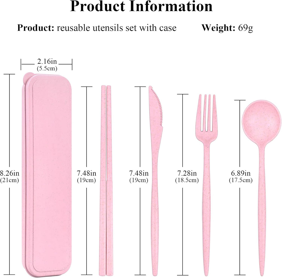Reusable Utensils Set with Case, 6 Sets Travel Utensils with Case, Wheat Straw Portable Cutlery Set Chopsticks Knives Fork and Spoon for Lunch Box Accessories