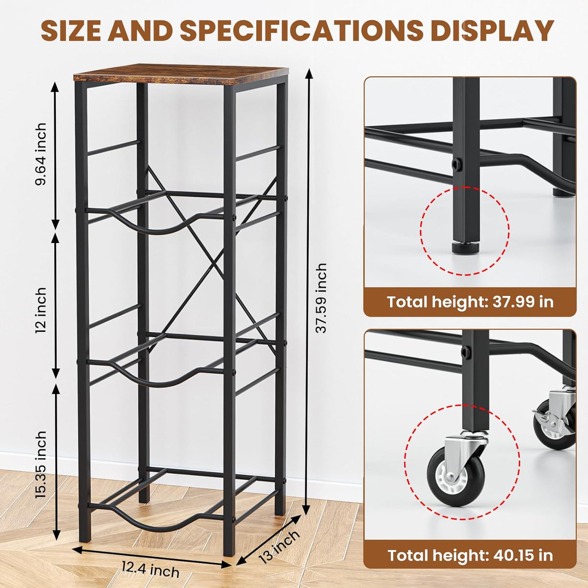 5 Gallon Water Jug Holder -5 Gallon Water Jug Stand with Storage Shelves for Kitchen, Living Room, Office (3 Tier)