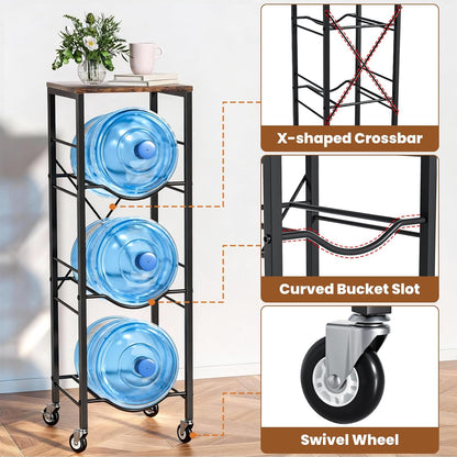 5 Gallon Water Jug Holder -5 Gallon Water Jug Stand with Storage Shelves for Kitchen, Living Room, Office (3 Tier)