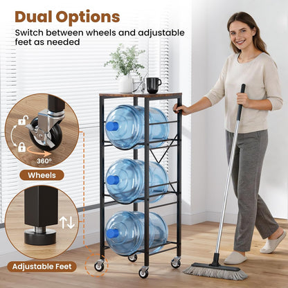 5 Gallon Water Jug Holder -5 Gallon Water Jug Stand with Storage Shelves for Kitchen, Living Room, Office (3 Tier)