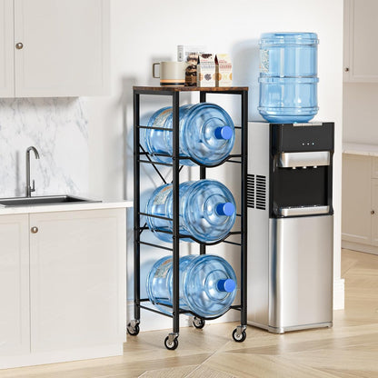 5 Gallon Water Jug Holder -5 Gallon Water Jug Stand with Storage Shelves for Kitchen, Living Room, Office (3 Tier)