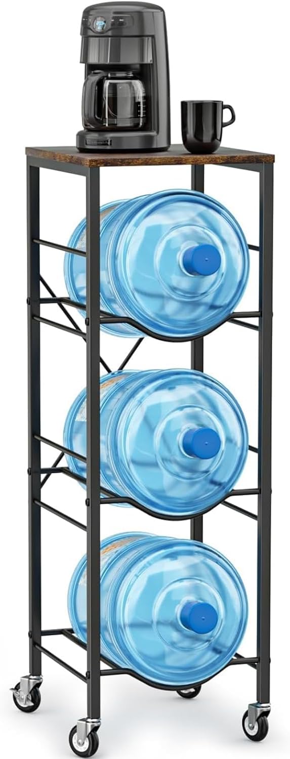 5 Gallon Water Jug Holder -5 Gallon Water Jug Stand with Storage Shelves for Kitchen, Living Room, Office (3 Tier)