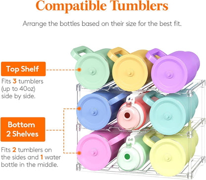 Stackable Water Bottle Organizer, Clear Tumbler Holder for Cabinet