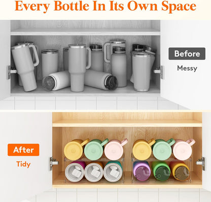 Stackable Water Bottle Organizer, Clear Tumbler Holder for Cabinet