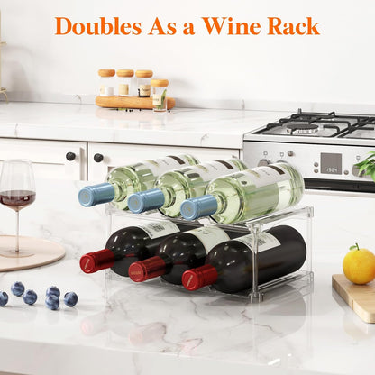 Stackable Water Bottle Organizer, Clear Tumbler Holder for Cabinet