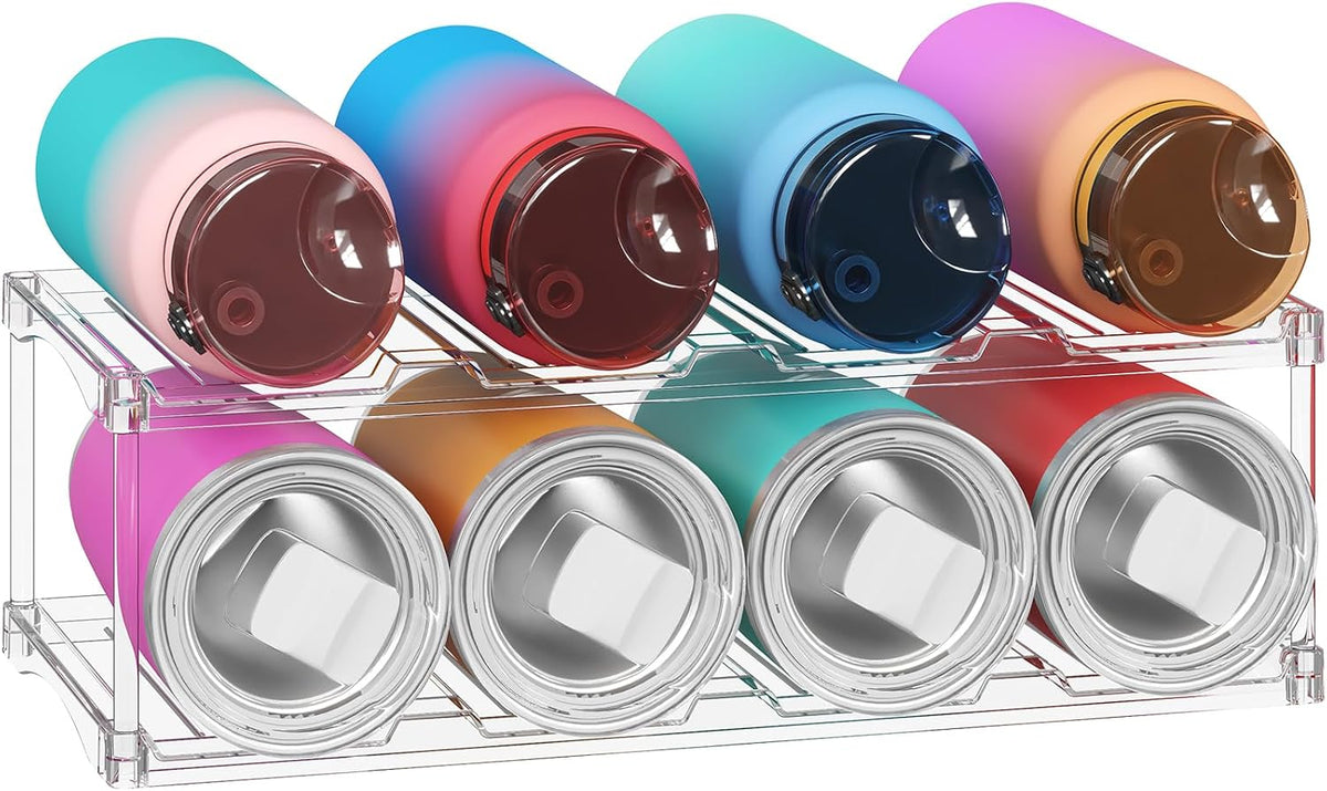 Stackable Water Bottle Organizer, Clear Tumbler Holder for Cabinet