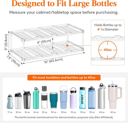 Stackable Water Bottle Organizer, Clear Tumbler Holder for Cabinet