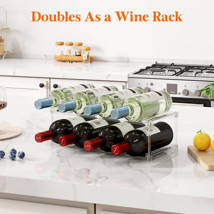 Stackable Water Bottle Organizer, Clear Tumbler Holder for Cabinet