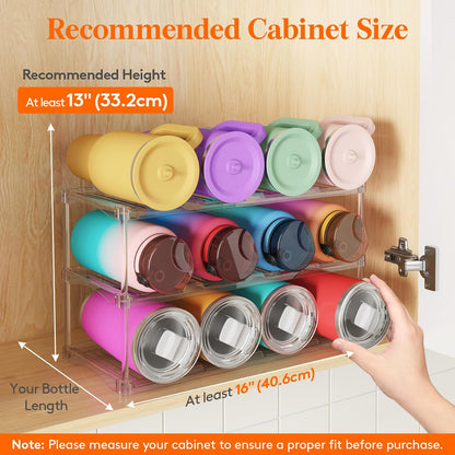 Stackable Water Bottle Organizer, Clear Tumbler Holder for Cabinet