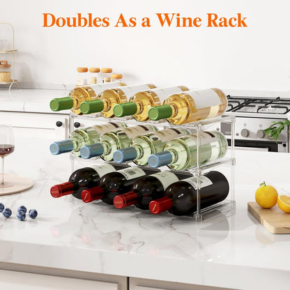 Stackable Water Bottle Organizer, Clear Tumbler Holder for Cabinet