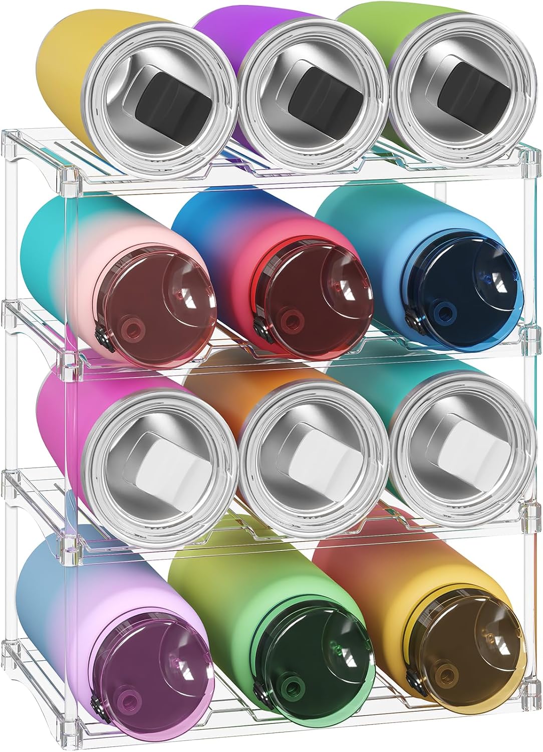 Stackable Water Bottle Organizer, Clear Tumbler Holder for Cabinet