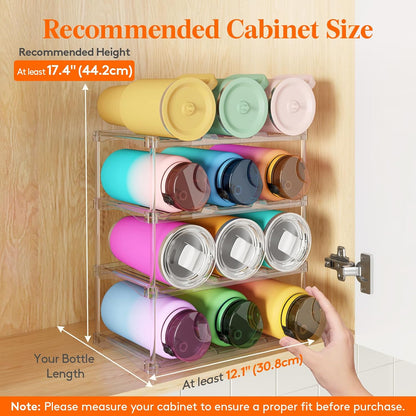 Stackable Water Bottle Organizer, Clear Tumbler Holder for Cabinet