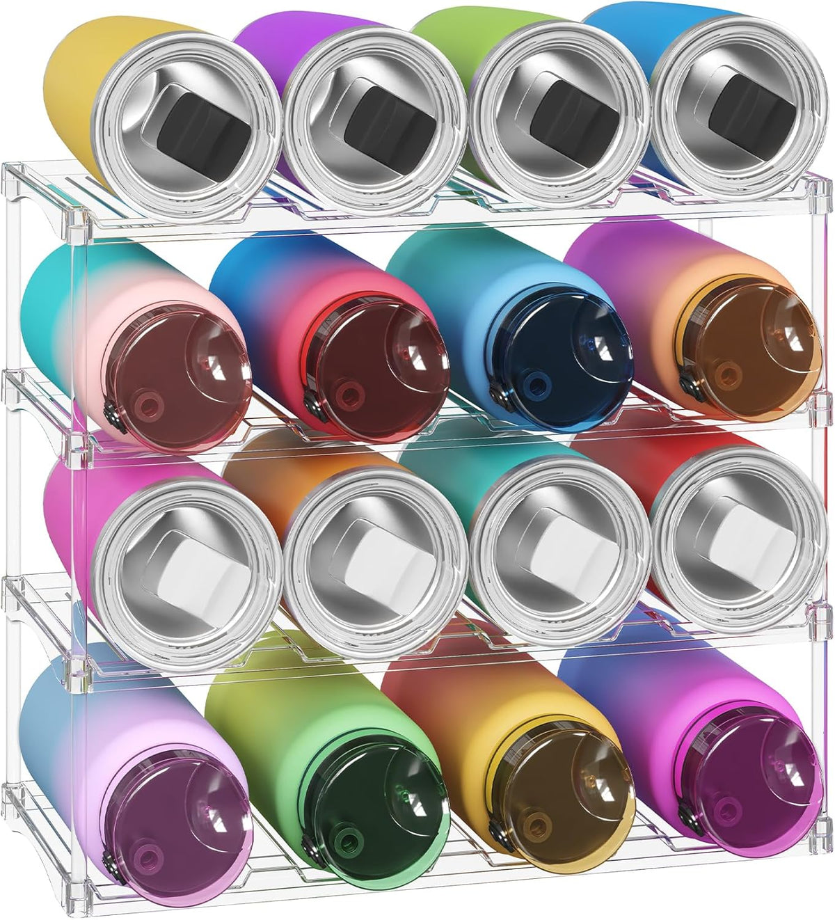 Stackable Water Bottle Organizer, Clear Tumbler Holder for Cabinet