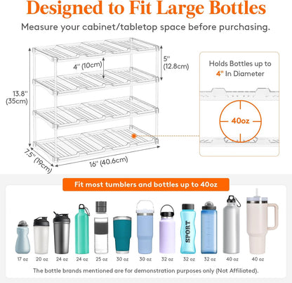 Stackable Water Bottle Organizer, Clear Tumbler Holder for Cabinet