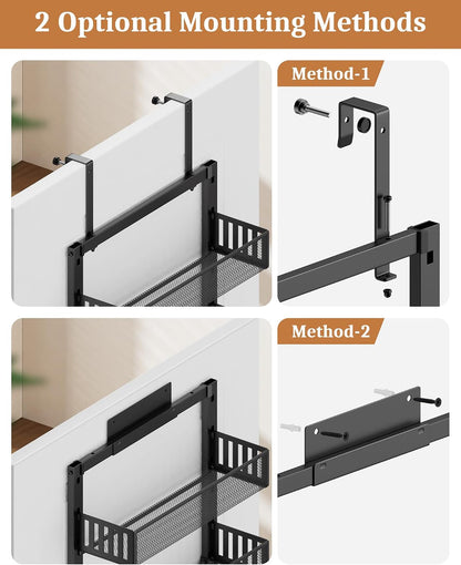 Over the Door Pantry Organizer 8-Tier, Large Metal Door Spice Rack with Adjustable Basket, 2 in 1 Wall Mount or Hanging Heavy-Duty Pantry Door Storage Shelf for Kitchen and Bathroom, White