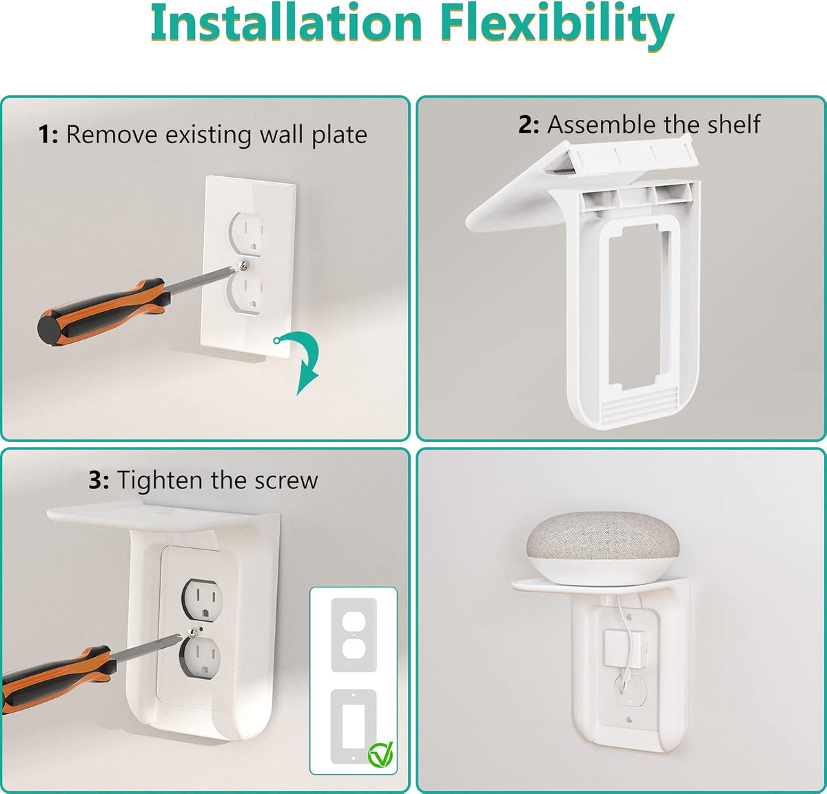 Outlet Shelf Wall Holder, Bathroom Shelf for Smart Home Decor