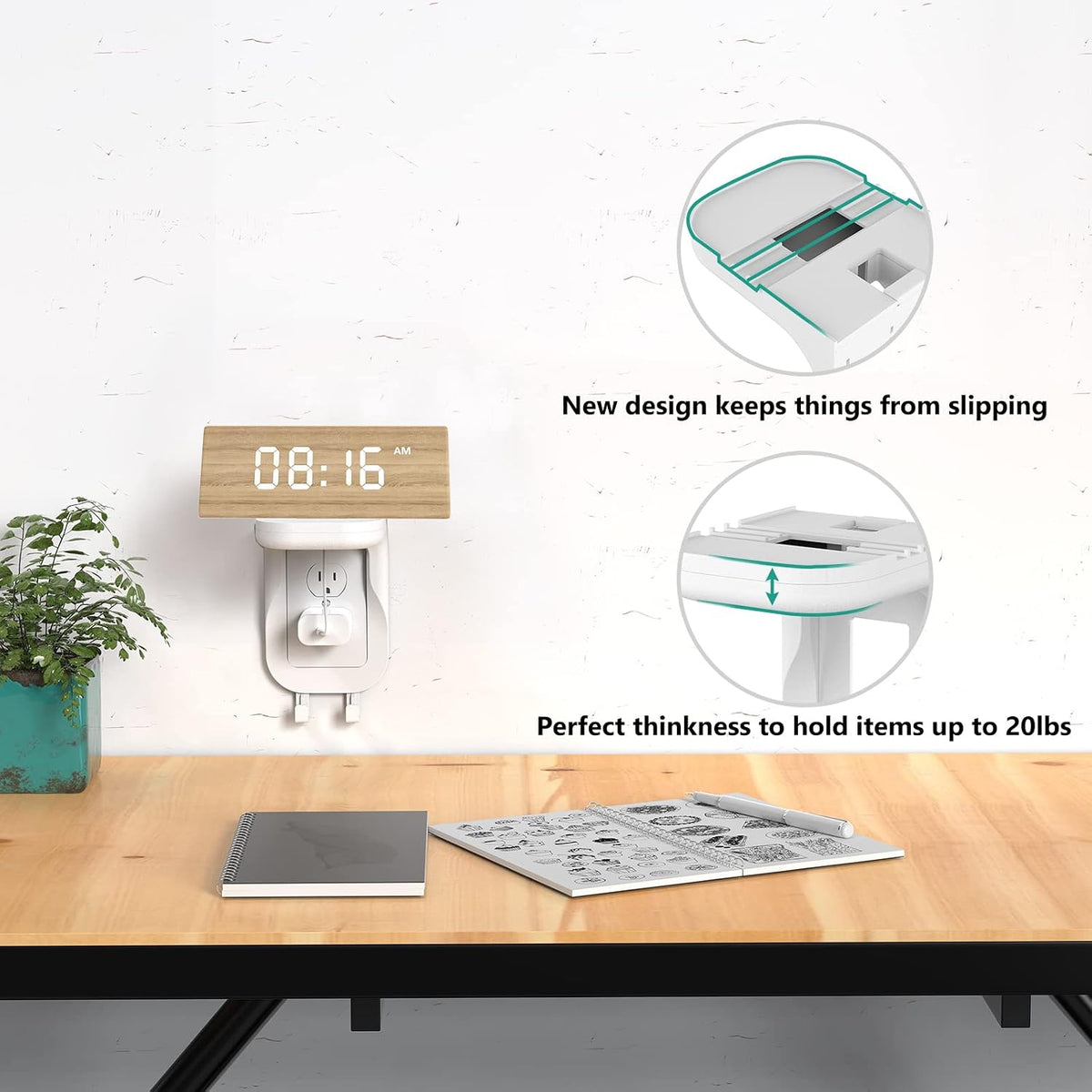 Outlet Shelf Wall Holder, Bathroom Shelf for Smart Home Decor